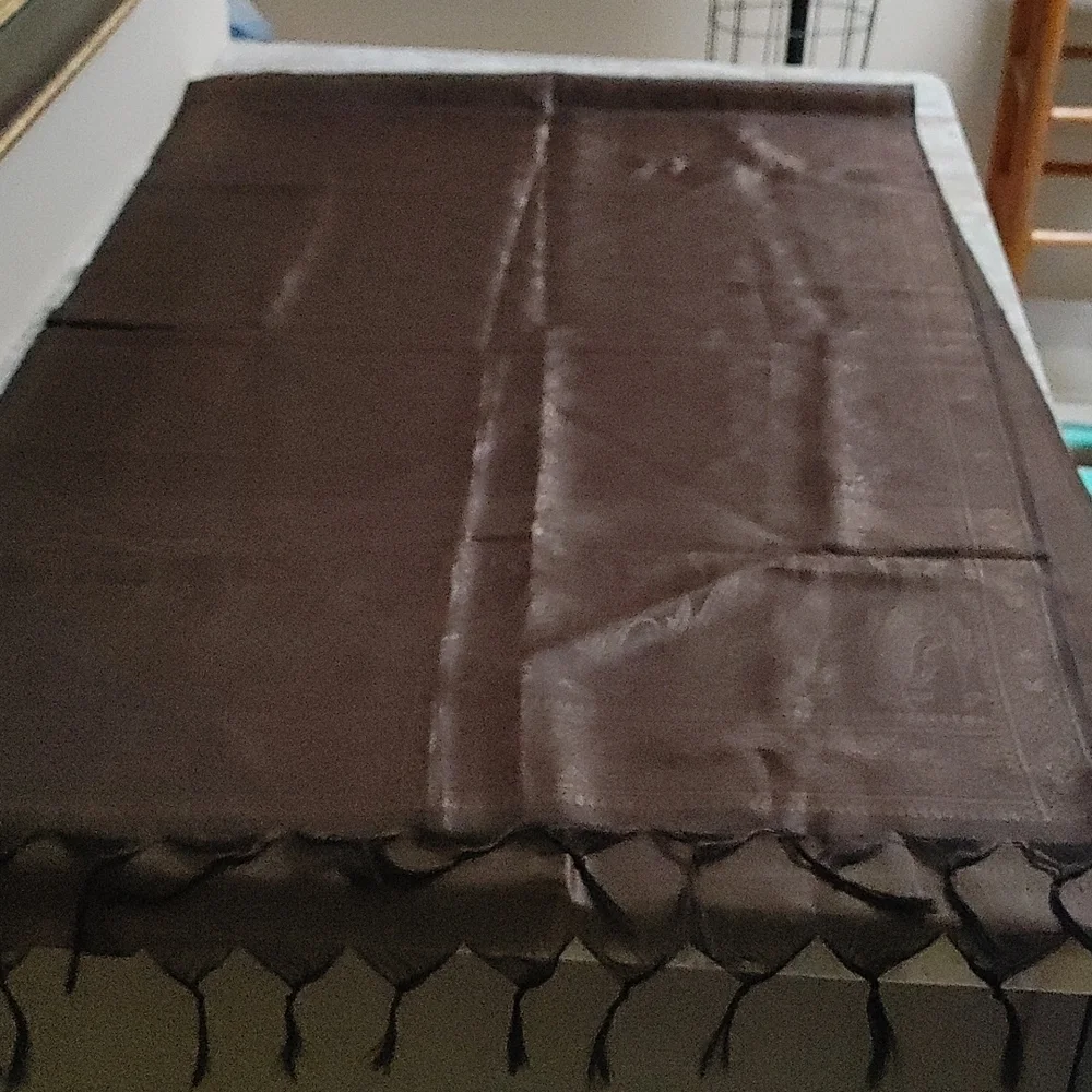 Large Pocket Silk Scarf in Brown & Tan